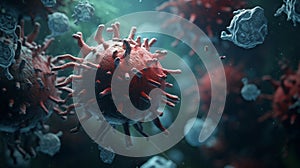 Virus, bacteria, fungi medical background. Neural network AI generated photo
