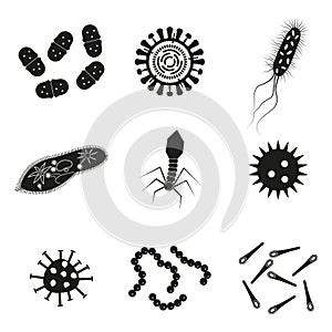 Virus and bacteria icon set. Viruses and bacterias isolated on white background. Vector illustration