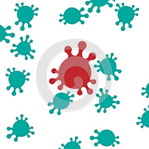 Virus or bacteria macro microscope view background . random chaotic place of cell microbe shape , vector illustration isolated on