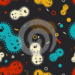 Virus bacterium pattern seamless. microbe background. Pathogenic