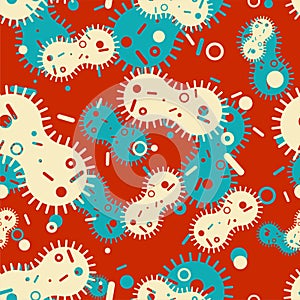 Virus bacterium pattern seamless. microbe background. Pathogenic