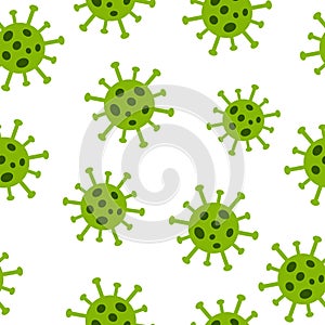 Virus or bacterium seamless pattern. Simple medical texture made with thin line bacteria signs. On white background