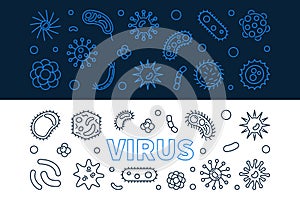 Virus banners set. Vector illustration in thin line style