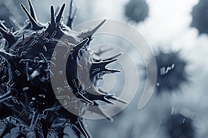 Virus, biological organism under microscope, generative ai