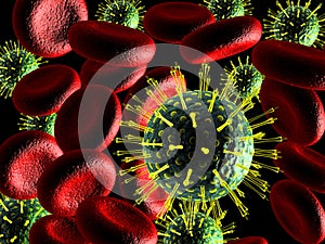 Virus  And Blood Cell_3D illustration