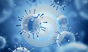Virus. Blue color. Microorganisms. Coronavirus. 3d illustration photo