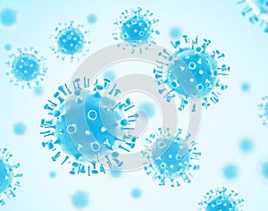 Virus. Blue color. Rotavirus. Group of objects on white background.