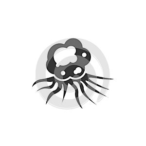 Virus cancer cell black glyph icon. Oncology sign. Disease, illness concept. sign. Pictogram for web, mobile app, promo. UI UX