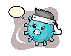 Virus cartoon doing a karate kick