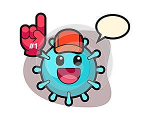 Virus cartoon with number 1 fans glove