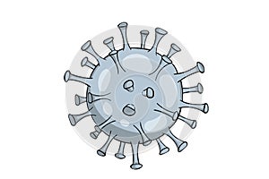 Virus cell blue and grey on white back isolated