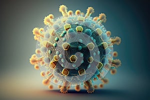 Virus cell illustration on a blue background