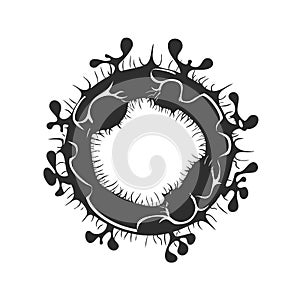 Virus Cell Silhouette Illustration. Microbiology And Infection Concept Isolated Vector Illustration