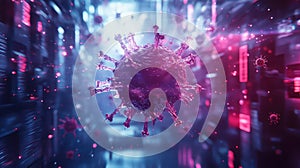 Virus cell structure infecting digital data network