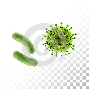 Virus cells or bacteria set. Vector Illustration isolated objects