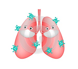 Virus cells in lung. Infected lungs. photo