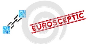 Virus Collage Blockchain Icon and Scratched Eurosceptic Seal with Lines photo