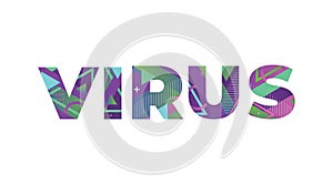 Virus Concept Retro Colorful Word Art Illustration