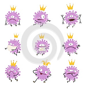 Virus corona cell cartoon cute character design