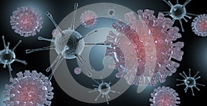 Virus and coronavirus organisms in dark background