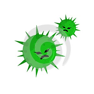 Virus or Coronavirus Vector Character Flat Design with Evil Face, Coronavirus danger and public health risk disease and flu