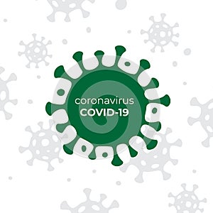 Virus covid-19 vector icon on white background, coronavirus logo concept. Influenza pandemic. Pneumonia disease. Corona virus