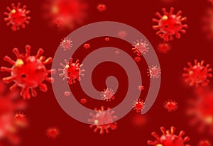 Virus covid-19  covid-19 virus coronavirus  red xmas christmas background - 3d rendering