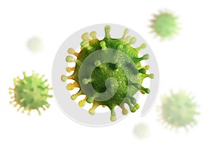 Virus 3d render, coronavirus, isolated on white background