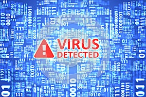 Virus detected alert on computer screen. photo
