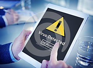 Virus Detected Alert Hacking Piracy Risk Shield Concept