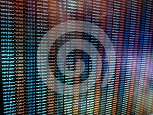 Virus detected, alert message. Scanning and identifying computer virus inside binary code listing