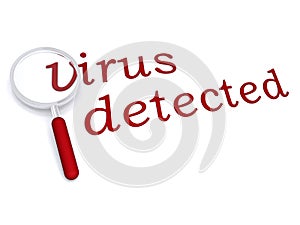 Virus detected with magnifying glass