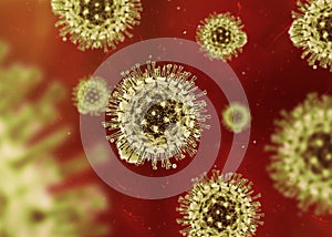 Virus.Element 3d.Vector.Illustration, molecule in green color, with specular texture. Covid-19.CoronaVirus. Lime Green and Dark Gr