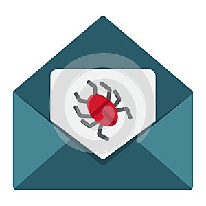 Virus in email flat icon, spam and security