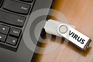 IT virus enter laptop computer via USB thumb drive or USB stick