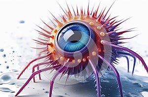 Virus with an eye on a white background