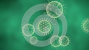 Virus Floating On Green Background Animation