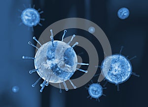 Virus, flu, view of a virus under a microscope, infectious disease