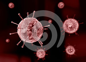 Virus, flu, view of a virus under a microscope, infectious disease photo