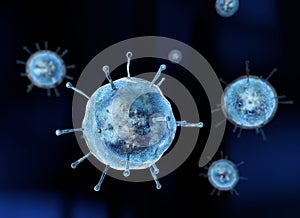 Virus, flu, view of a virus under a microscope, infectious disease