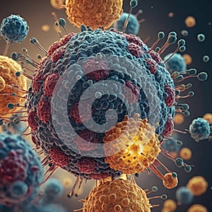 virus in a human blood cell,