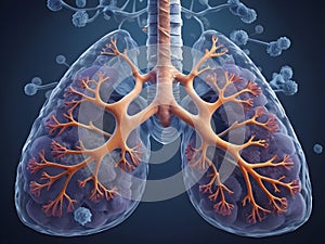 Virus in human lungs.Decease in lungs. photo