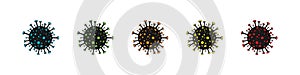 Virus icon. Bacteria cell different color. Coronavirus icons. Coronavirus bacterium, isolated. Vector illustration