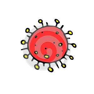 Virus icon. The Molecule viral bacteria infection. Coronavirus. Flu laboratory infection test. Color vector hand drawn