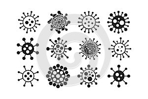 Virus icon set - cartoon design. Vector bacteria symbols. Simple cell signs. Coronavirus, covid - 19 art