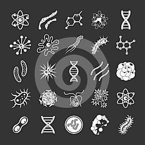 Virus icon set grey vector
