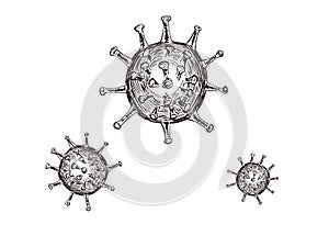 Virus illustration hand drawing