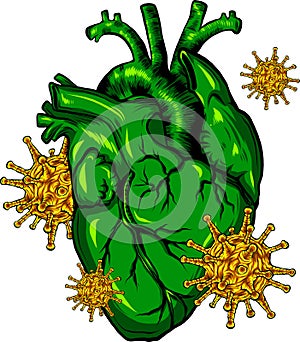 virus infect a human heart vector illustration