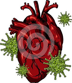 virus infect a human heart vector illustration photo