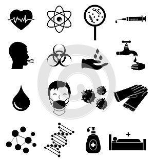 Virus infection icons set